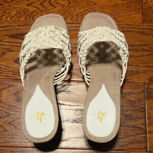 Life Stride Ivory Woven Sandals